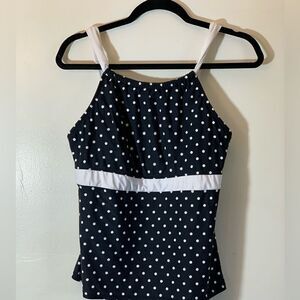 Beach House Swimsuit Bikini Tankini Top Black White Polka Dots Not Padded Medium